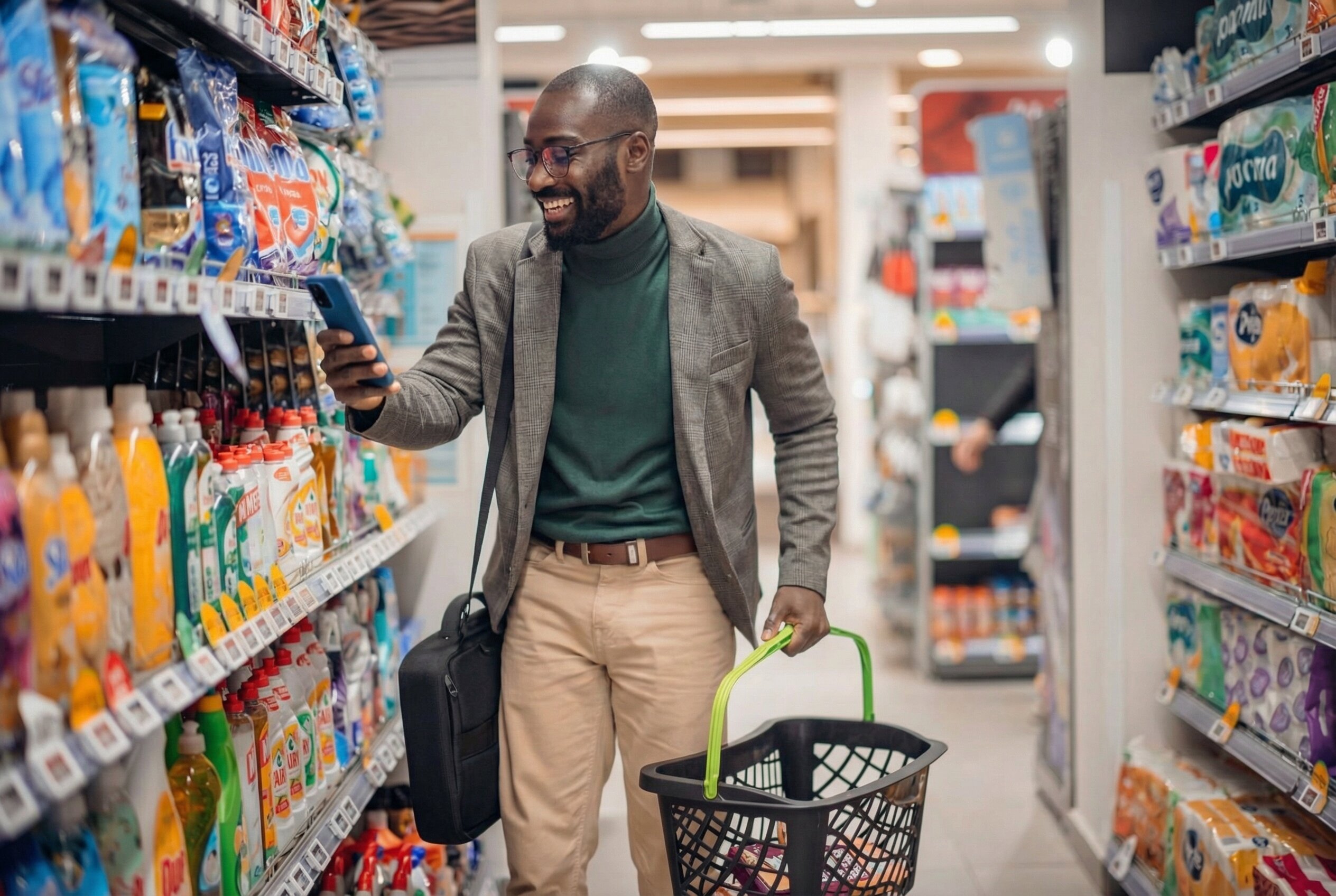 Shopping for healthy food in a grocery store